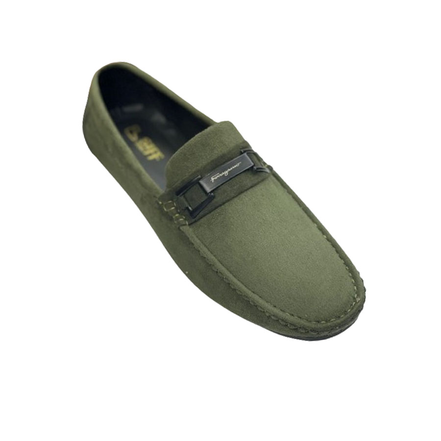 SIFF' SUEDE ROUND HEAD LOAFERS- Olive Green - Image 2
